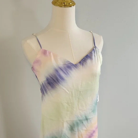 DEX Women's Satin Slip Maxi Dress Long Beach Party Soft Flare Size S - Picture 5 of 8